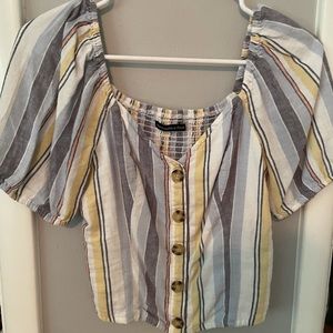 Abercrombie and Fitch cropped stripe balloon sleeve top size XS